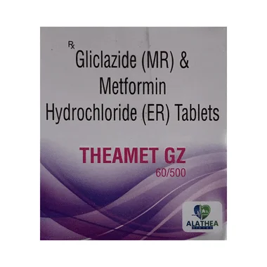 theamet gz 60/500 tablet er Allopathy (Gliclazide (60mg)) - Uses in Hindi, Side Effects, Substitutes & Price in India
