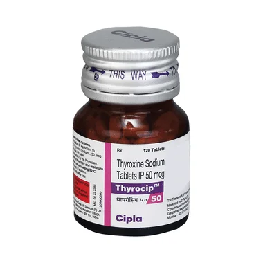 thyrocip 50 tablet Allopathy (Thyroxine (50mcg)) - Uses in Hindi, Side Effects, Substitutes & Price in India
