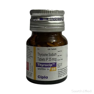 thyrocip tablet Allopathy (Thyroxine (25mcg)) - Uses in Hindi, Side Effects, Substitutes & Price in India