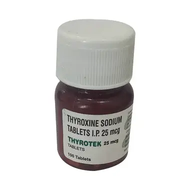 Thyrotek 25mcg Tablet Allopathy (Thyroxine (25mcg)) - Uses in Hindi, Side Effects, Substitutes & Price in India