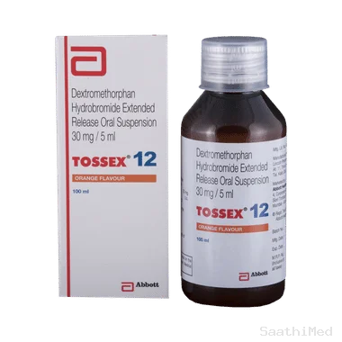tossex 12 oral suspension orange Allopathy (Dextromethorphan Hydrobromide (30mg/5ml)) - Uses in Hindi, Side Effects, Substitutes & Price in India