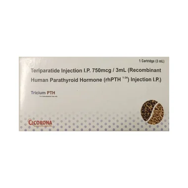 tricium pth injection Allopathy (Teriparatide (750mcg)) - Uses in Hindi, Side Effects, Substitutes & Price in India