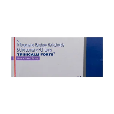 trinicalm forte tablet Allopathy (Chlorpromazine (50mg)) - Uses in Hindi, Side Effects, Substitutes & Price in India
