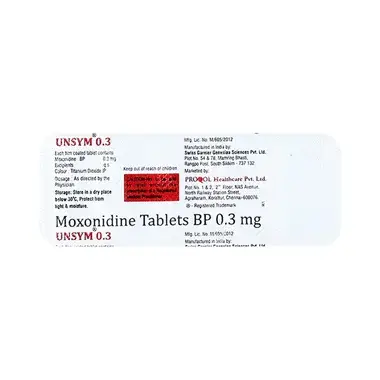 unsym 0.3mg tablet Allopathy (Moxonidine (0.3mg)) - Uses in Hindi, Side Effects, Substitutes & Price in India