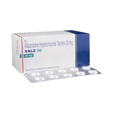 valz 20 tablet Allopathy (Vilazodone (20mg)) - Uses in Hindi, Side Effects, Substitutes & Price in India