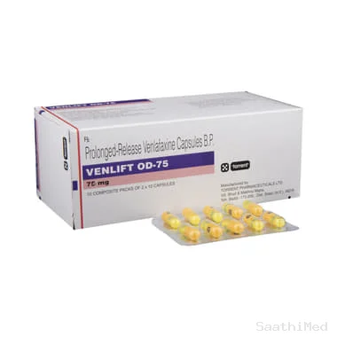 venlift od 75 capsule pr Allopathy (Venlafaxine (75mg)) - Uses in Hindi, Side Effects, Substitutes & Price in India