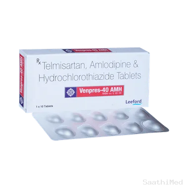 venpres amh 40mg/5mg/12.5mg tablet Allopathy (Telmisartan (40mg)) - Uses in Hindi, Side Effects, Substitutes & Price in India
