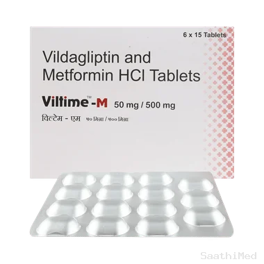 viltime m 500mg/50mg tablet Allopathy (Metformin (500mg)) - Uses in Hindi, Side Effects, Substitutes & Price in India