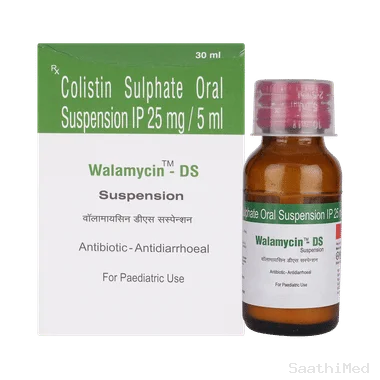 walamycin  ds 25mg suspension Allopathy (Colistin Sulphate (25mg)) - Uses in Hindi, Side Effects, Substitutes & Price in India