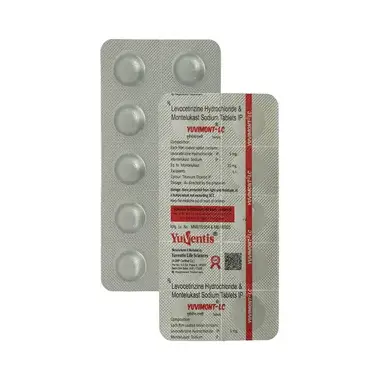 yuvimont lc 5mg/10mg tablet Allopathy (Levocetirizine (5mg)) - Uses, Side Effects, Substitutes & Price
