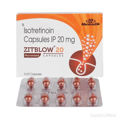 zitblow 20mg soft gelatin capsule Allopathy (Isotretinoin (20mg)) - Uses in Hindi, Side Effects, Substitutes & Price in India
