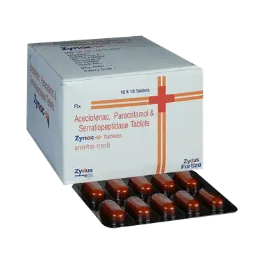 zynac sp 100mg/325mg/15mg tablet Allopathy (Aceclofenac (100mg)) - Uses in Hindi, Side Effects, Substitutes & Price in India