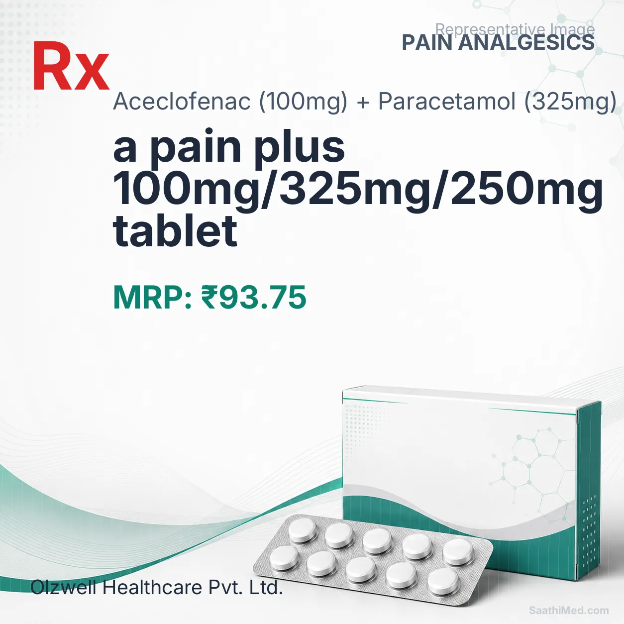 a pain plus 100mg/325mg/250mg tablet Allopathy (Aceclofenac (100mg)) - Uses in Hindi, Side Effects, Substitutes & Price in India