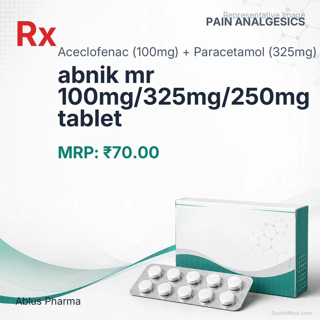 abnik mr 100mg/325mg/250mg tablet Allopathy (Aceclofenac (100mg)) - Uses in Hindi, Side Effects, Substitutes & Price in India