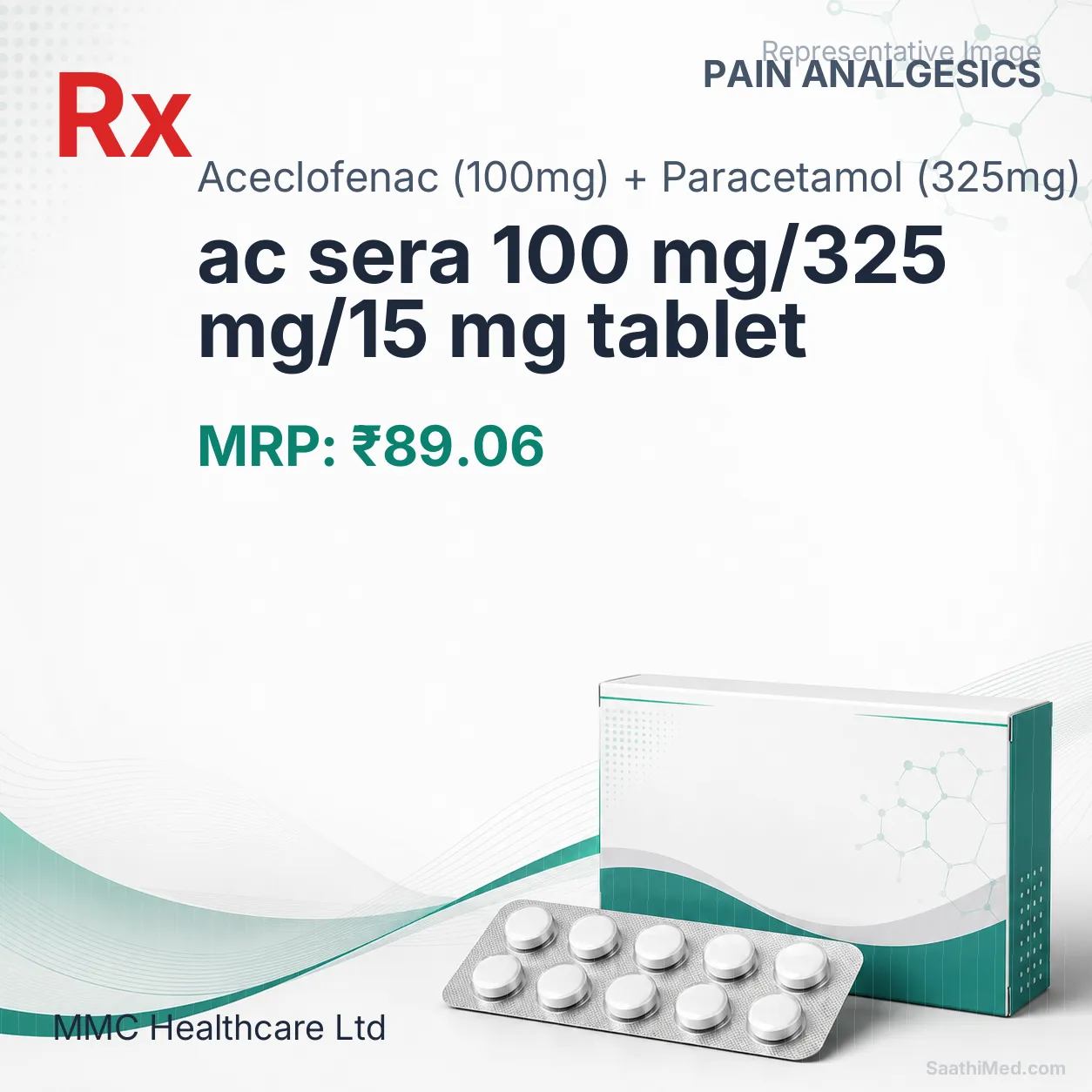 ac sera 100 mg/325 mg/15 mg tablet Allopathy (Aceclofenac (100mg)) - Uses in Hindi, Side Effects, Substitutes & Price in India