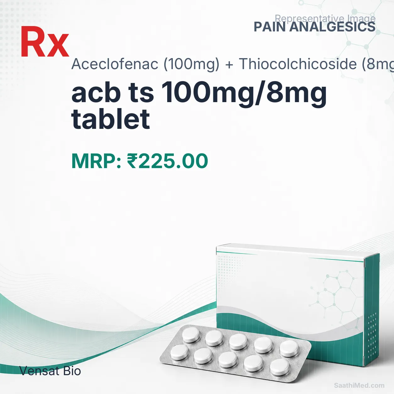 acb ts 100mg/8mg tablet Allopathy (Aceclofenac (100mg)) - Uses in Hindi, Side Effects, Substitutes & Price in India