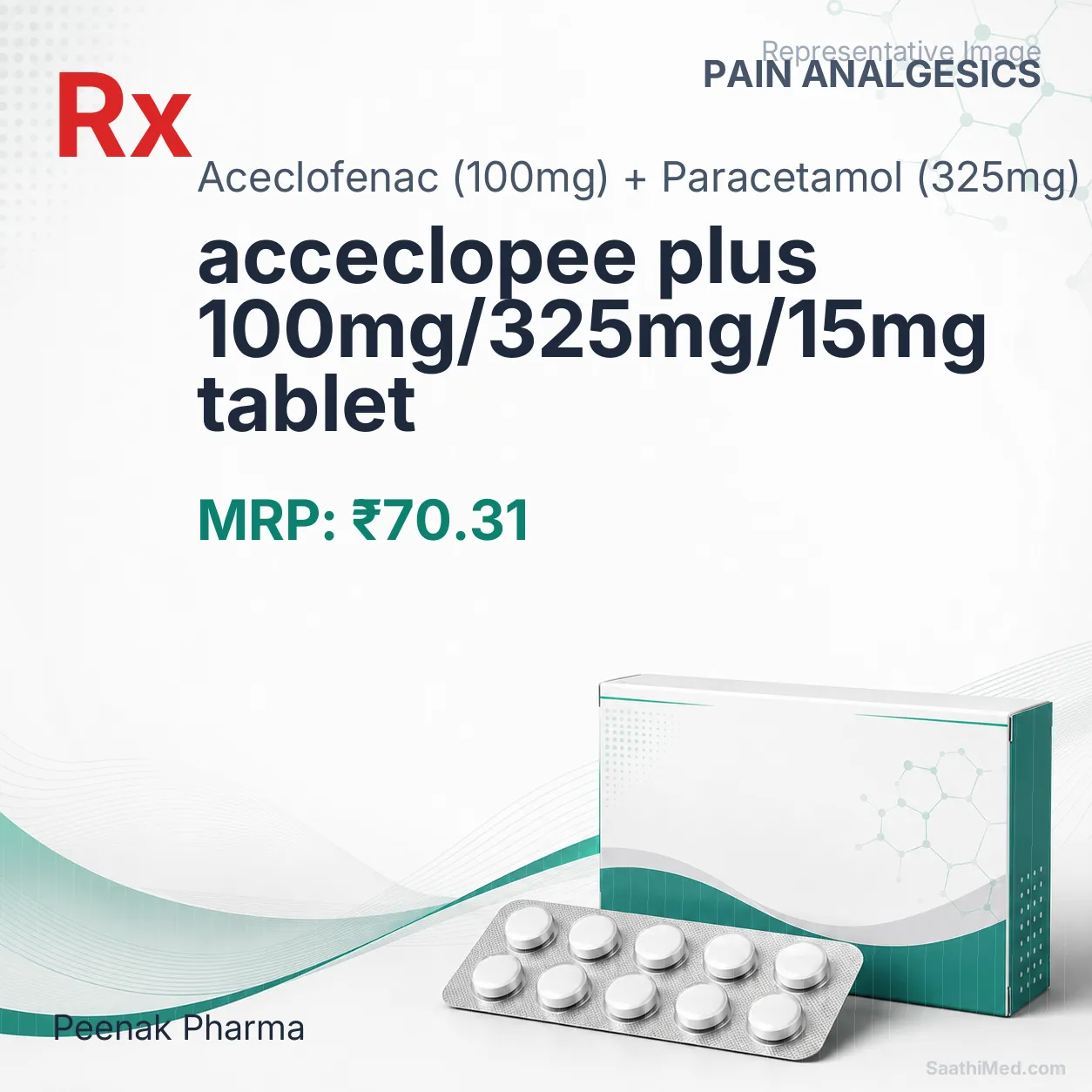acceclopee plus 100mg/325mg/15mg tablet Allopathy (Aceclofenac (100mg)) - Uses in Hindi, Side Effects, Substitutes & Price in India