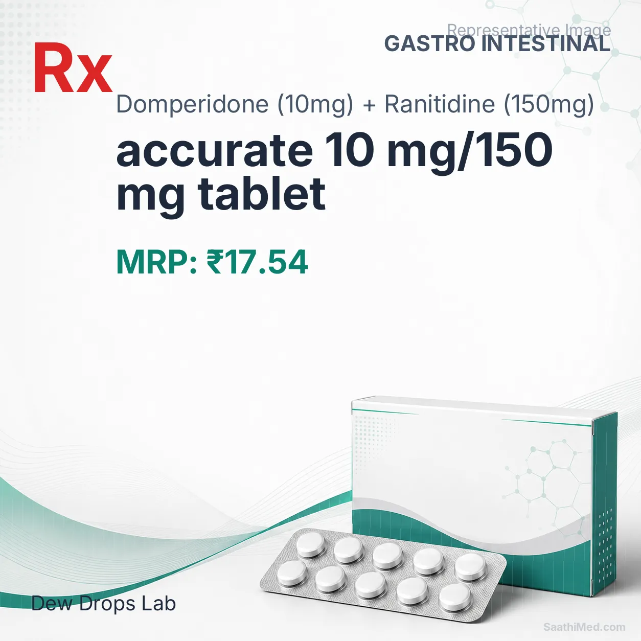 accurate 10 mg/150 mg tablet Allopathy (Domperidone (10mg)) - Uses in Hindi, Side Effects, Substitutes & Price in India