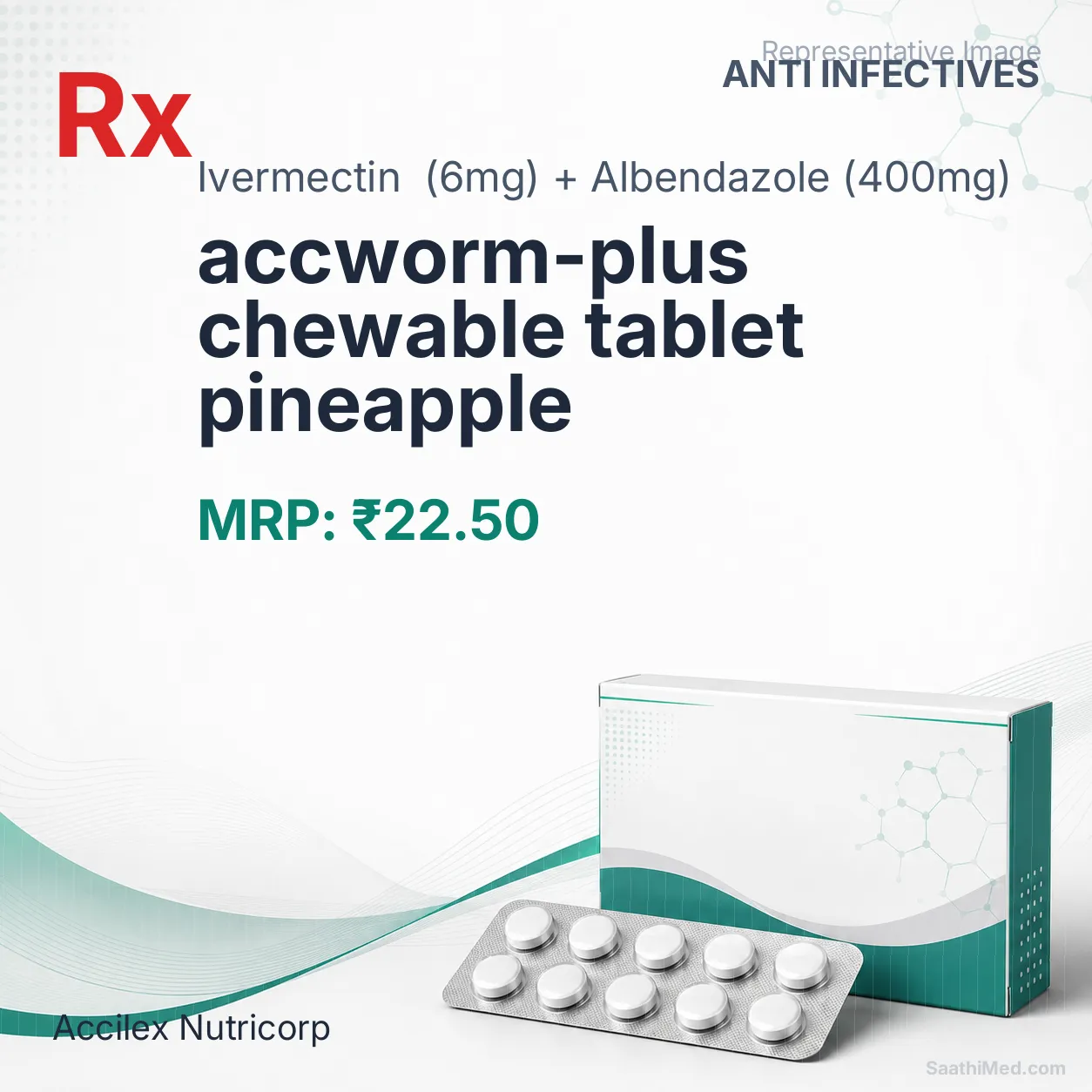 accworm-plus chewable tablet pineapple Allopathy (Ivermectin (6mg)) - Uses in Hindi, Side Effects, Substitutes & Price in India
