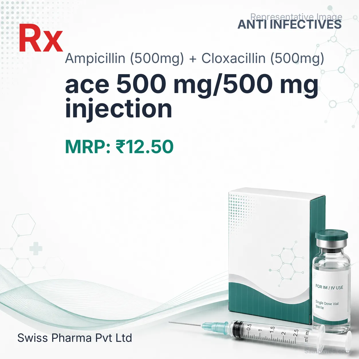 ace 500 mg/500 mg injection Allopathy (Ampicillin (500mg)) - Uses in Hindi, Side Effects, Substitutes & Price in India