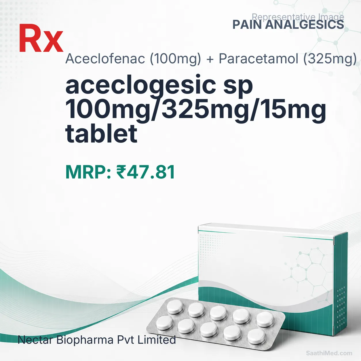 aceclogesic sp 100mg/325mg/15mg tablet Allopathy (Aceclofenac (100mg)) - Uses in Hindi, Side Effects, Substitutes & Price in India