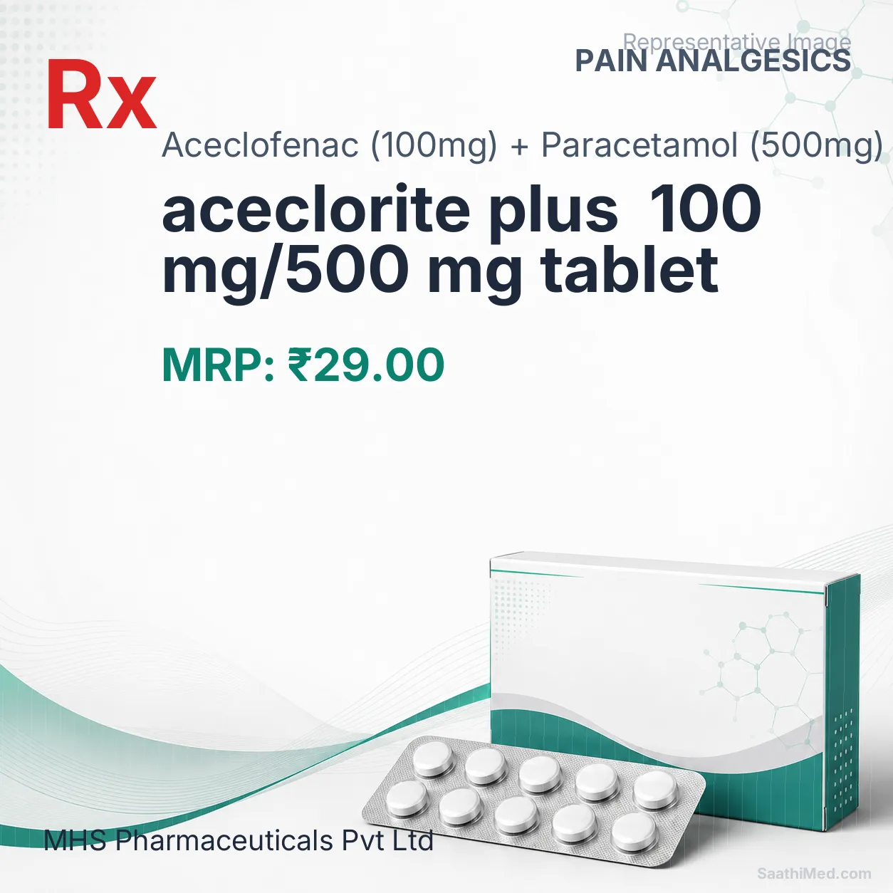 aceclorite plus  100 mg/500 mg tablet Allopathy (Aceclofenac (100mg)) - Uses in Hindi, Side Effects, Substitutes & Price in India