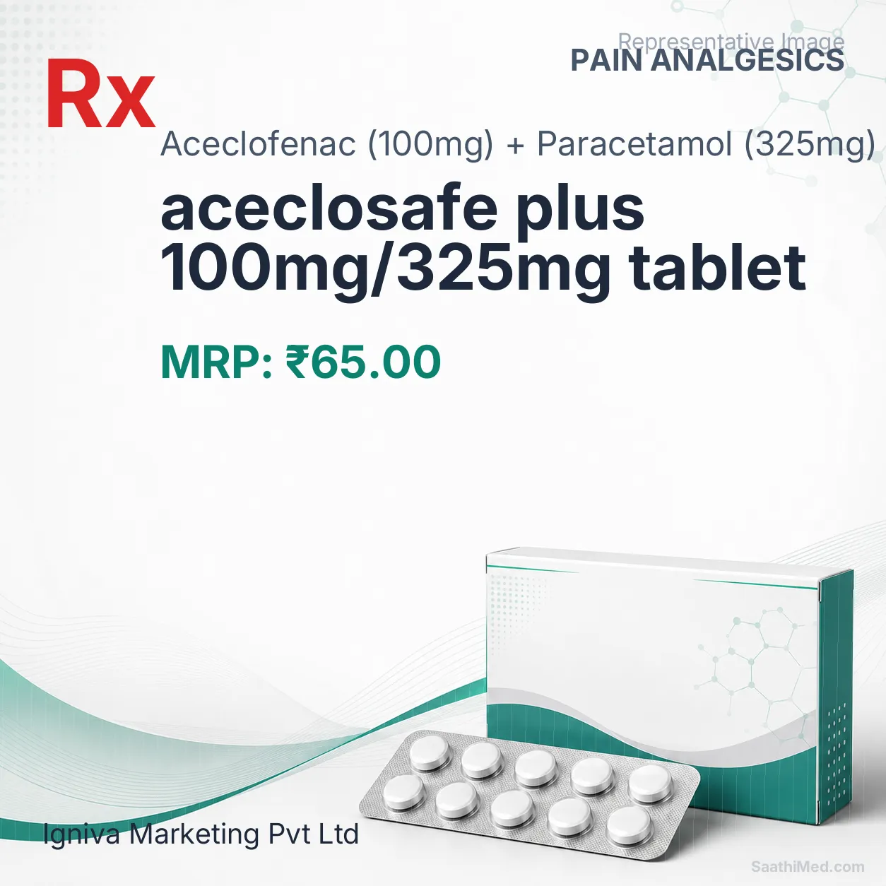 aceclosafe plus 100mg/325mg tablet Allopathy (Aceclofenac (100mg)) - Uses in Hindi, Side Effects, Substitutes & Price in India