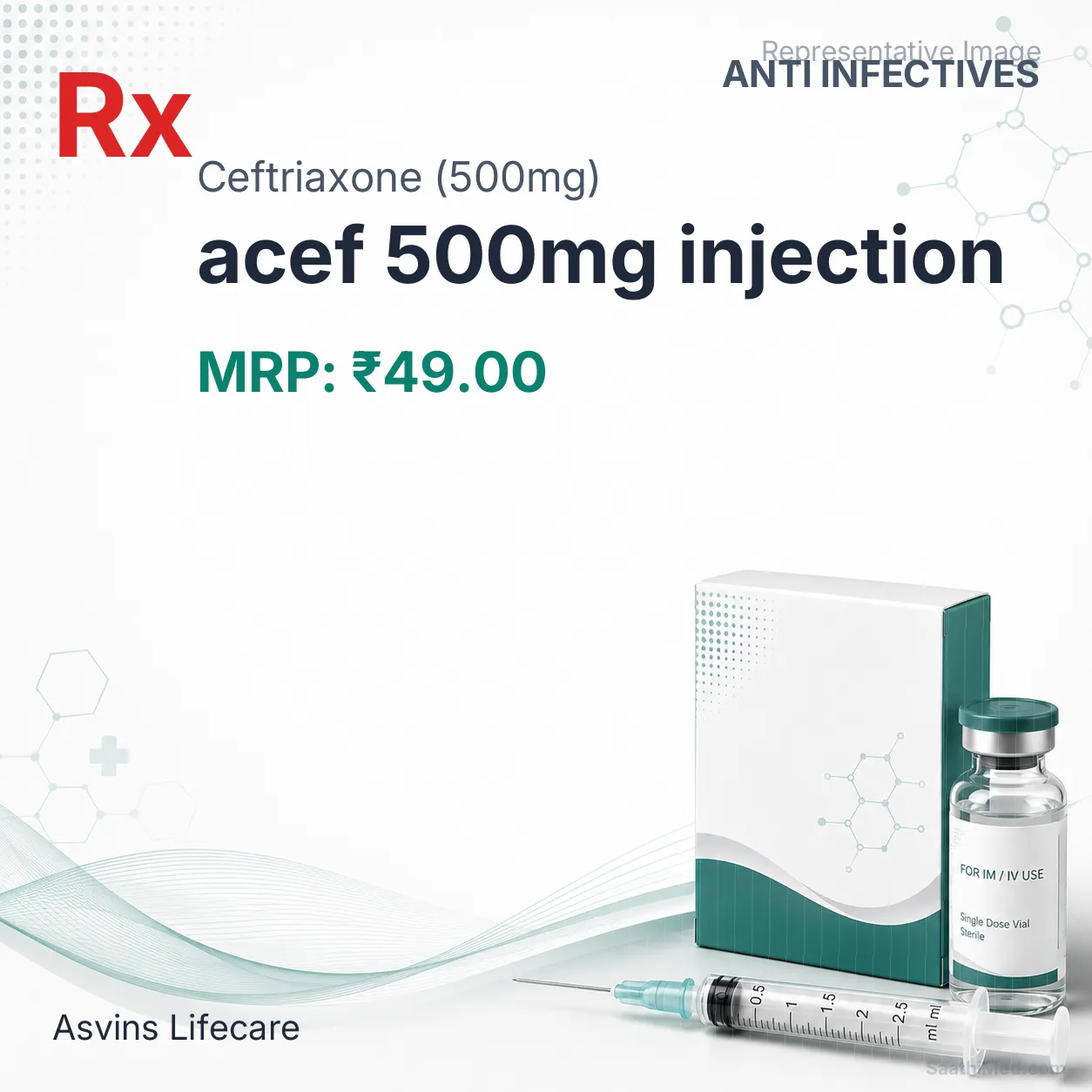 acef 500mg injection Allopathy (Ceftriaxone (500mg)) - Uses in Hindi, Side Effects, Substitutes & Price in India