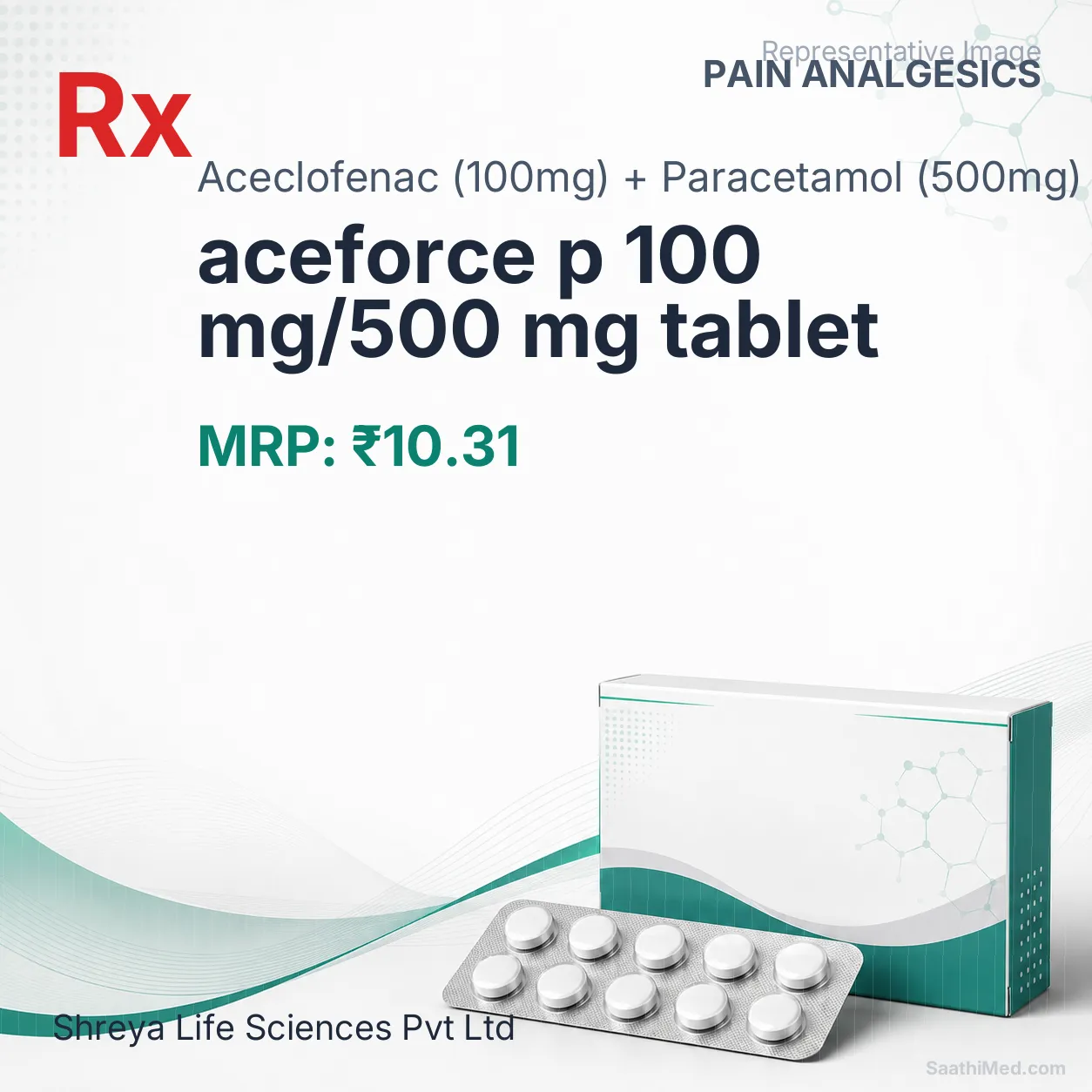 aceforce p 100 mg/500 mg tablet Allopathy (Aceclofenac (100mg)) - Uses in Hindi, Side Effects, Substitutes & Price in India