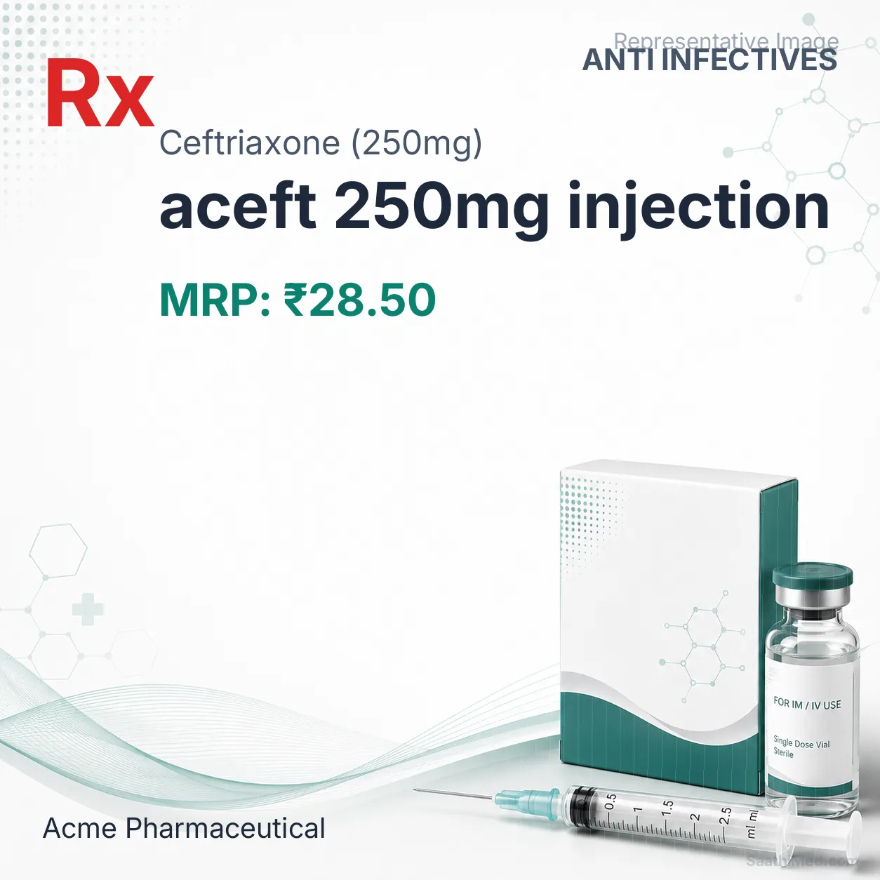 aceft 250mg injection Allopathy (Ceftriaxone (250mg)) - Uses in Hindi, Side Effects, Substitutes & Price in India