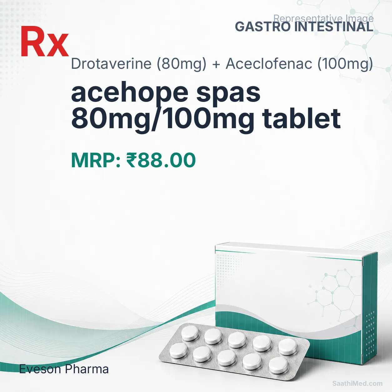acehope spas 80mg/100mg tablet Allopathy (Drotaverine (80mg)) - Uses in Hindi, Side Effects, Substitutes & Price in India