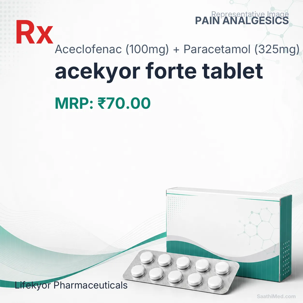 acekyor forte tablet Allopathy (Aceclofenac (100mg)) - Uses in Hindi, Side Effects, Substitutes & Price in India