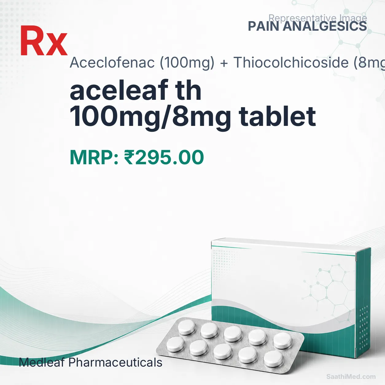 aceleaf th 100mg/8mg tablet Allopathy (Aceclofenac (100mg)) - Uses in Hindi, Side Effects, Substitutes & Price in India
