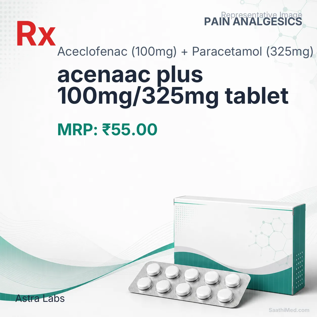 acenaac plus 100mg/325mg tablet Allopathy (Aceclofenac (100mg)) - Uses in Hindi, Side Effects, Substitutes & Price in India