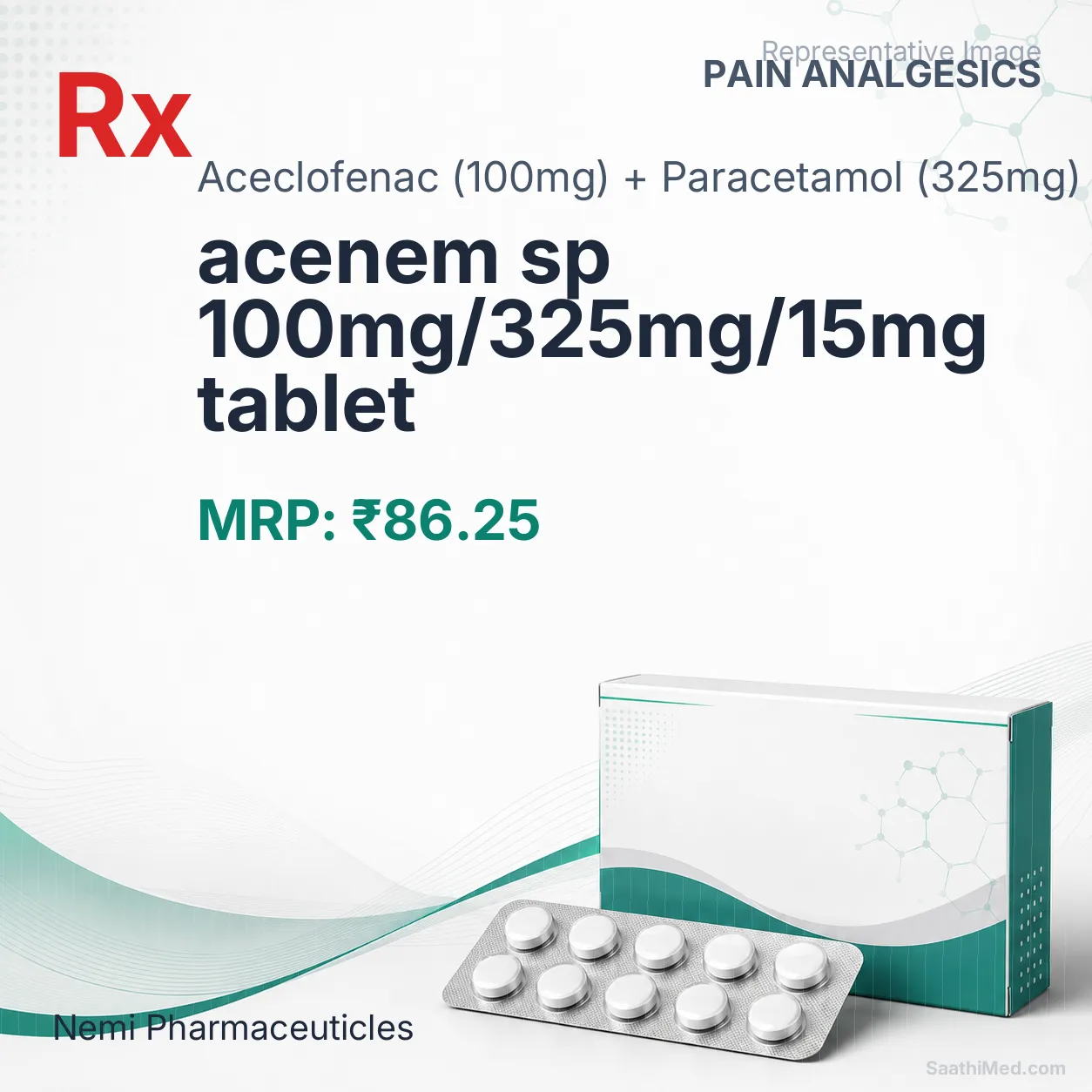 acenem sp 100mg/325mg/15mg tablet Allopathy (Aceclofenac (100mg)) - Uses in Hindi, Side Effects, Substitutes & Price in India