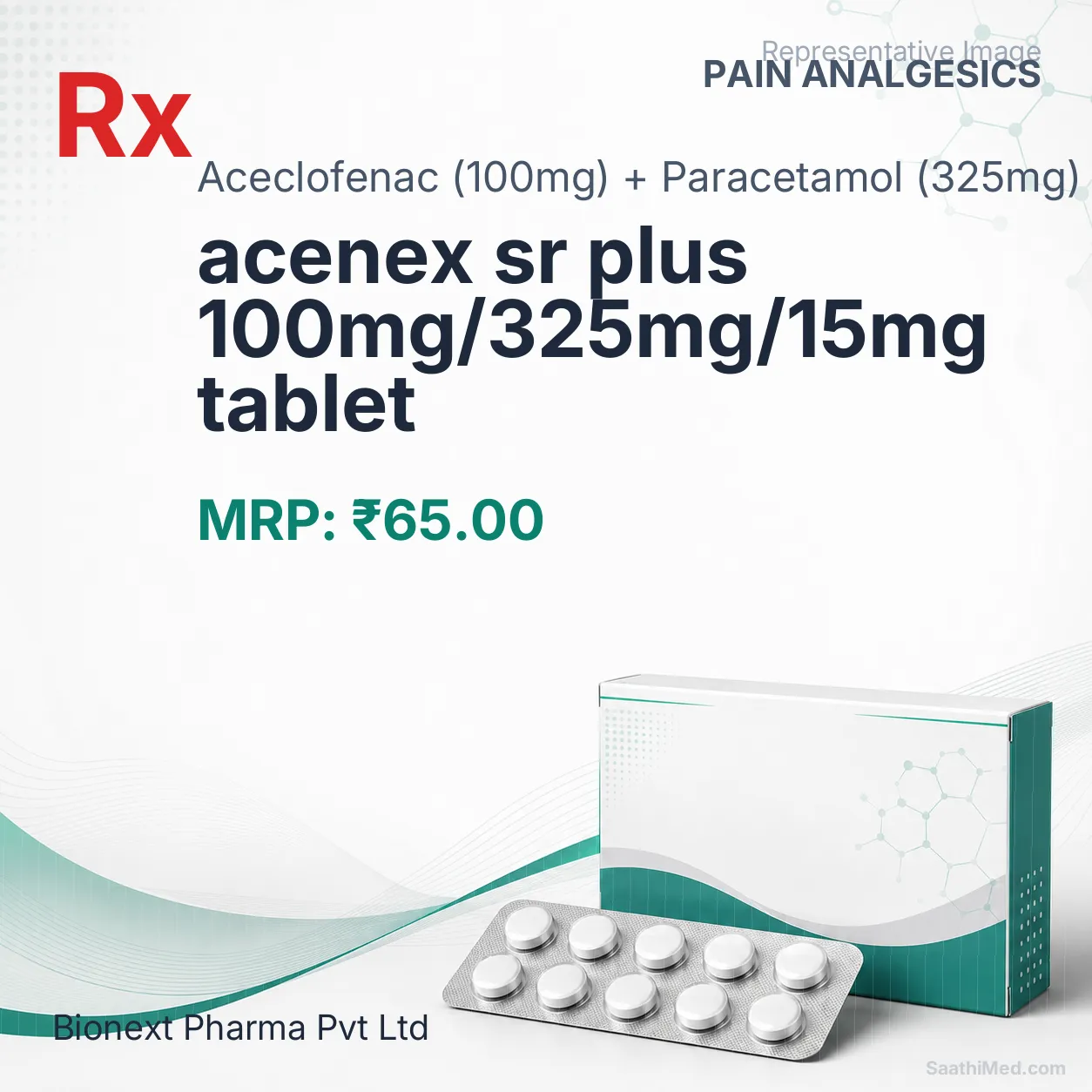 acenex sr plus 100mg/325mg/15mg tablet Allopathy (Aceclofenac (100mg)) - Uses in Hindi, Side Effects, Substitutes & Price in India