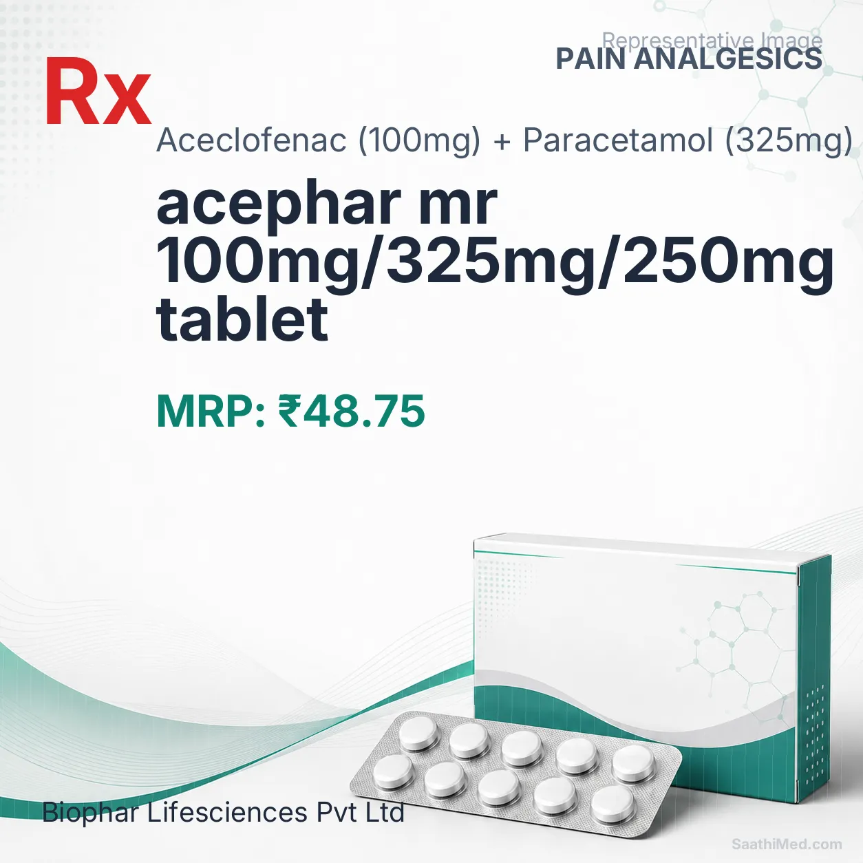 acephar mr 100mg/325mg/250mg tablet Allopathy (Aceclofenac (100mg)) - Uses in Hindi, Side Effects, Substitutes & Price in India
