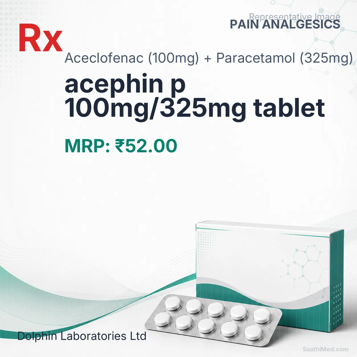 acephin p 100mg/325mg tablet Allopathy (Aceclofenac (100mg)) - Uses in Hindi, Side Effects, Substitutes & Price in India