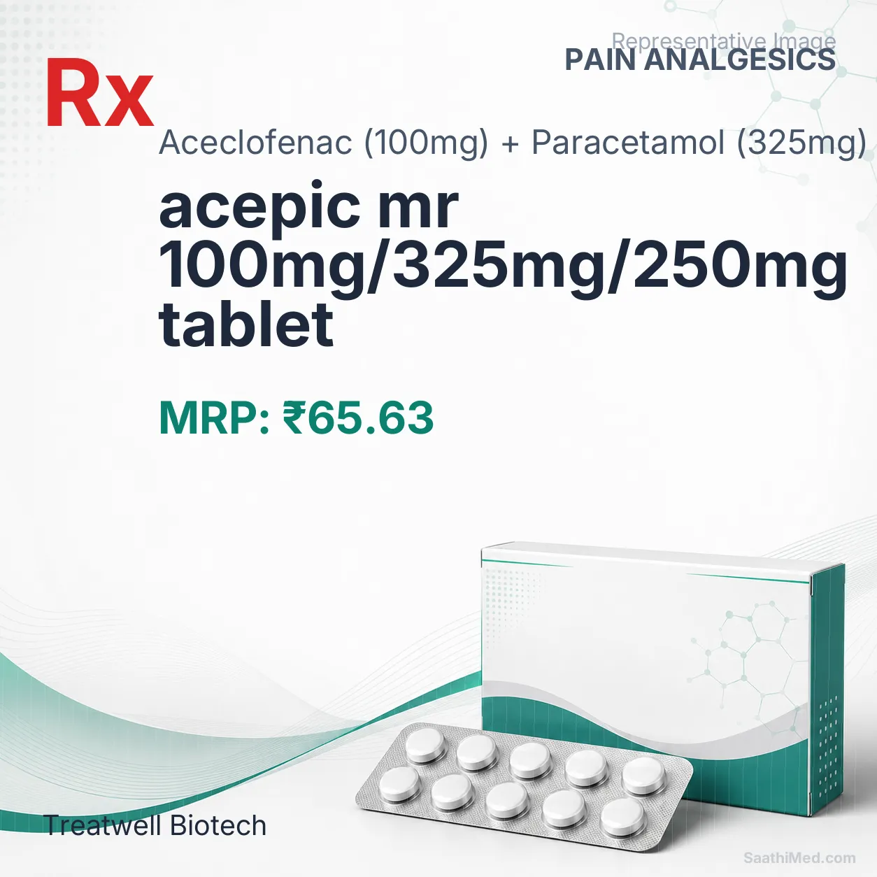 acepic mr 100mg/325mg/250mg tablet Allopathy (Aceclofenac (100mg)) - Uses in Hindi, Side Effects, Substitutes & Price in India
