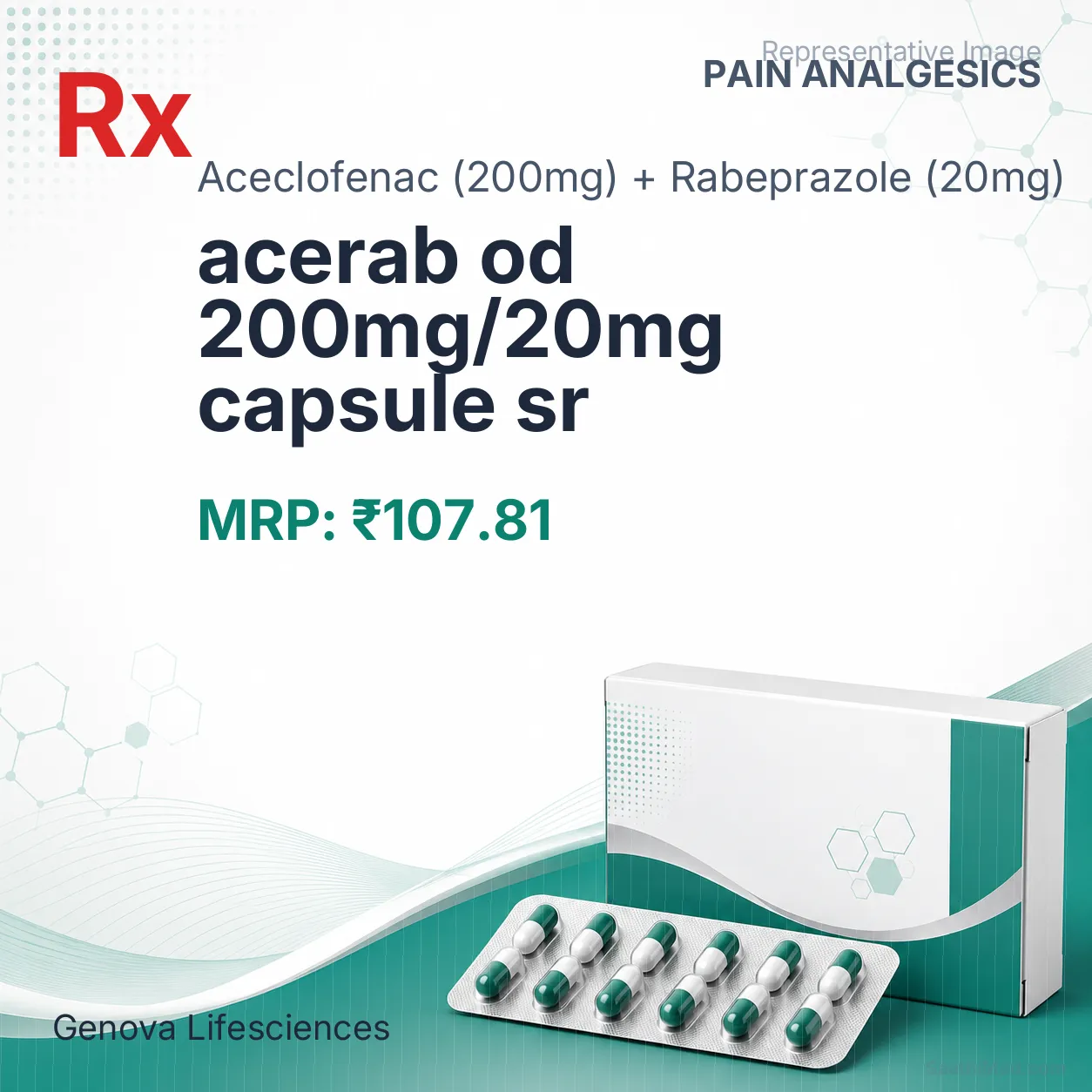 acerab od 200mg/20mg capsule sr Allopathy (Aceclofenac (200mg)) - Uses in Hindi, Side Effects, Substitutes & Price in India