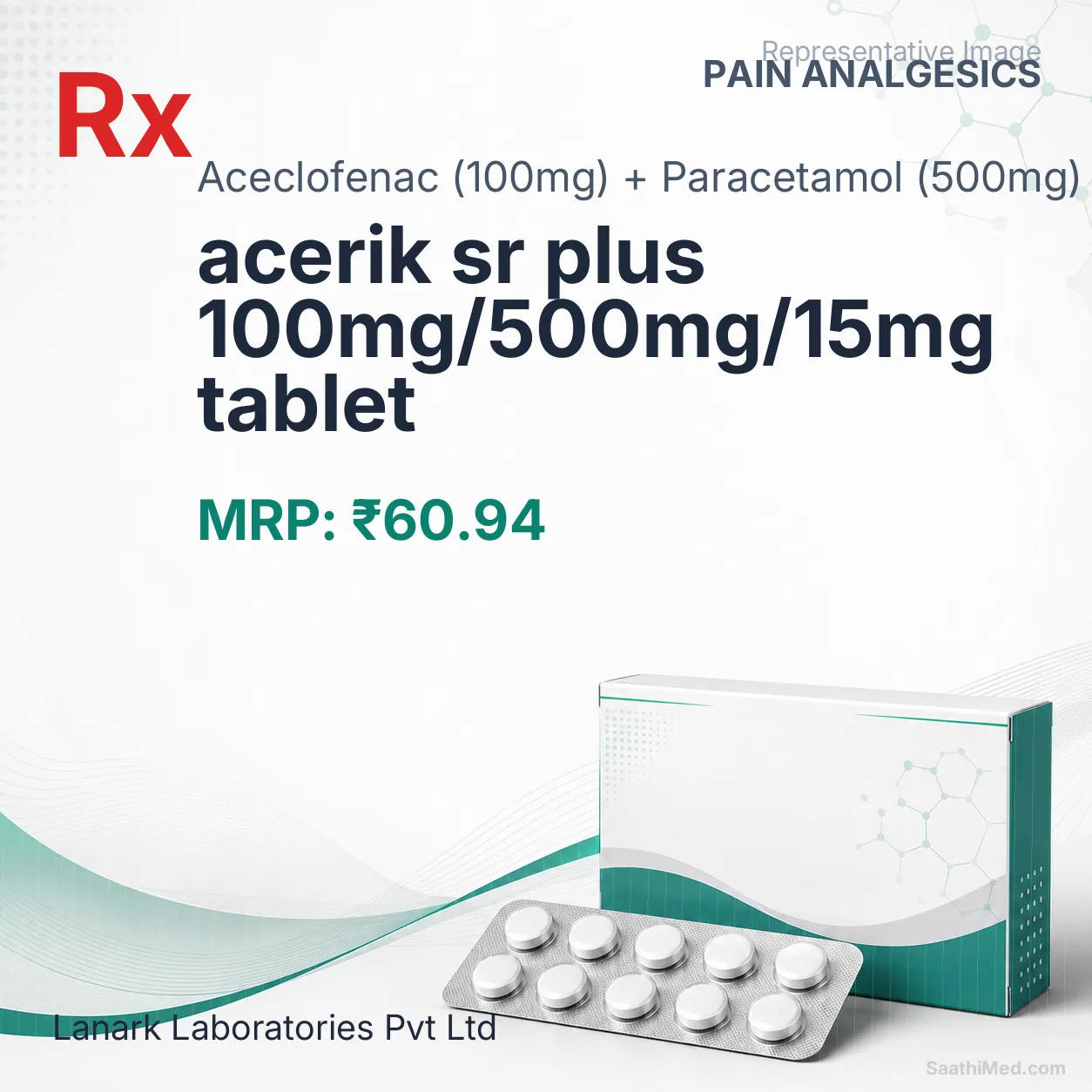 acerik sr plus 100mg/500mg/15mg tablet Allopathy (Aceclofenac (100mg)) - Uses in Hindi, Side Effects, Substitutes & Price in India