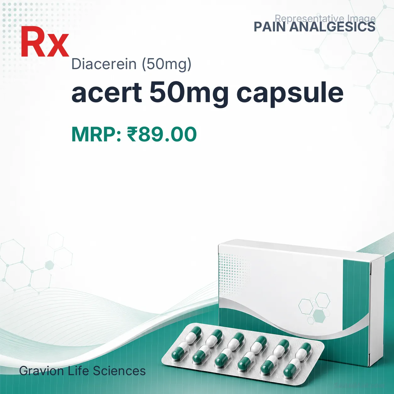 acert 50mg capsule Allopathy (Diacerein (50mg)) - Uses in Hindi, Side Effects, Substitutes & Price in India