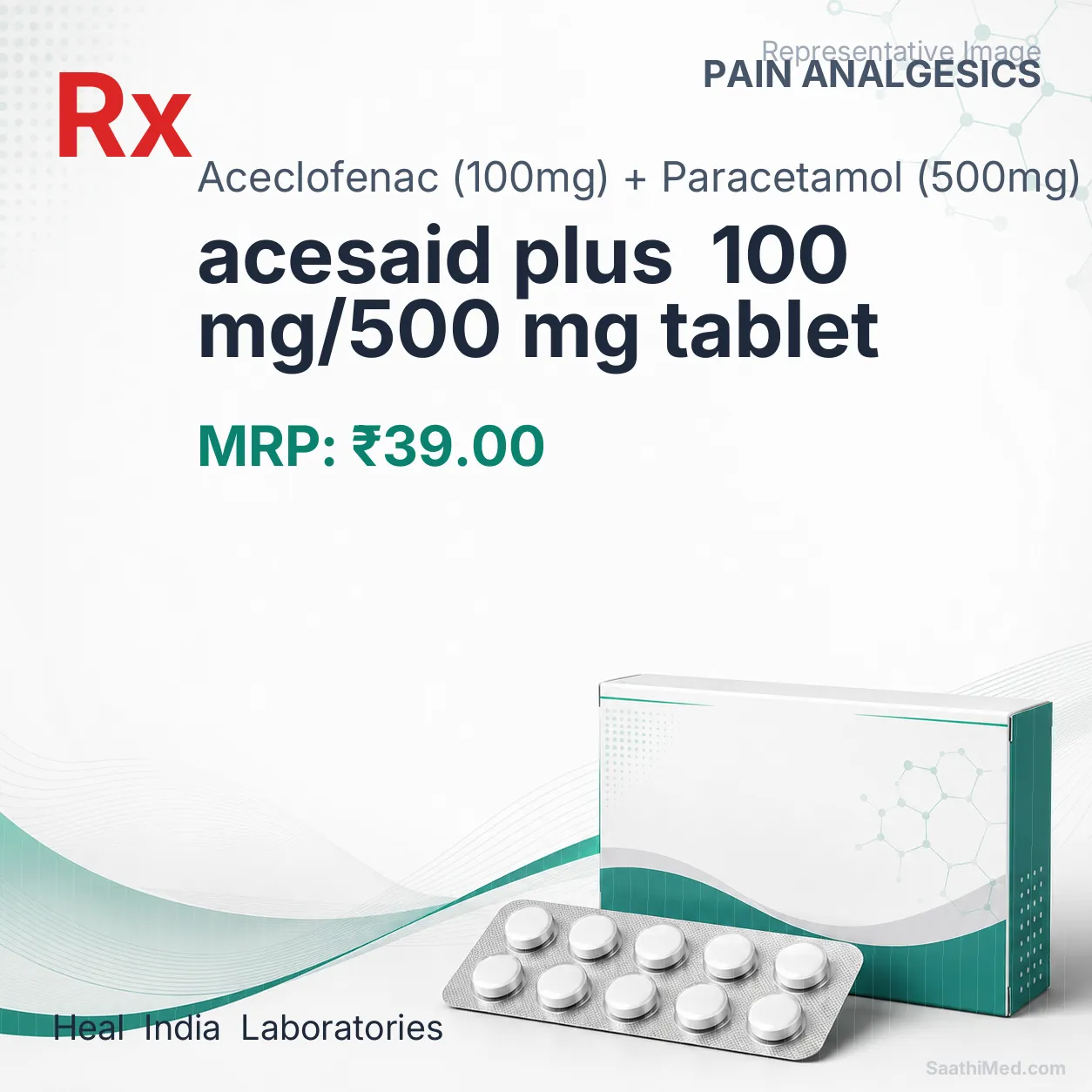 acesaid plus  100 mg/500 mg tablet Allopathy (Aceclofenac (100mg)) - Uses in Hindi, Side Effects, Substitutes & Price in India