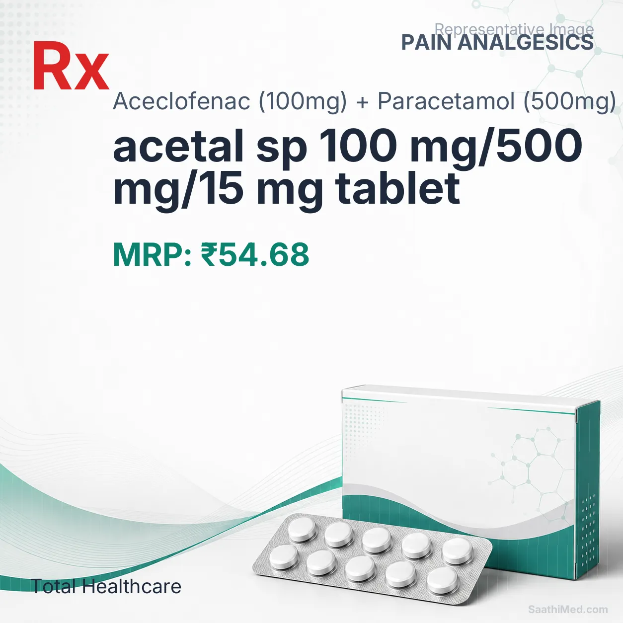 acetal sp 100 mg/500 mg/15 mg tablet Allopathy (Aceclofenac (100mg)) - Uses in Hindi, Side Effects, Substitutes & Price in India