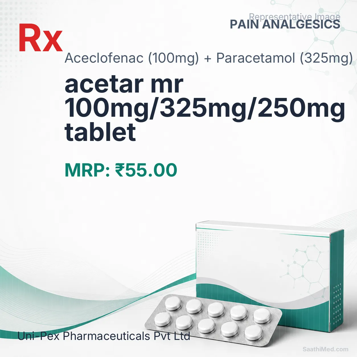 acetar mr 100mg/325mg/250mg tablet Allopathy (Aceclofenac (100mg)) - Uses in Hindi, Side Effects, Substitutes & Price in India