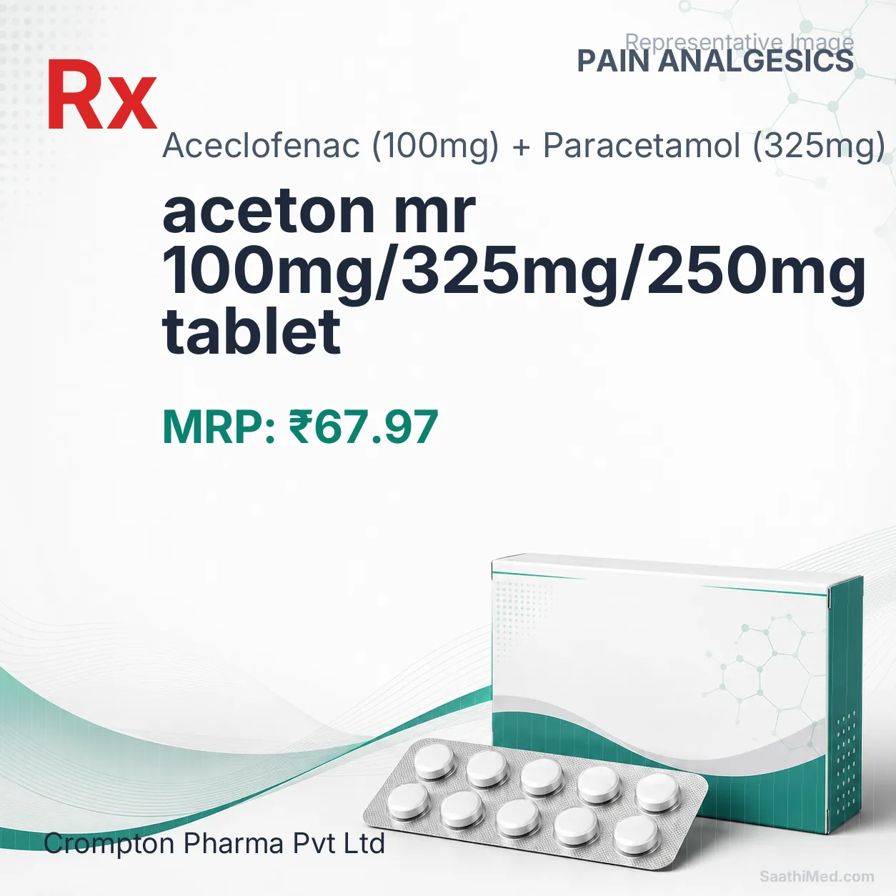 aceton mr 100mg/325mg/250mg tablet Allopathy (Aceclofenac (100mg)) - Uses in Hindi, Side Effects, Substitutes & Price in India