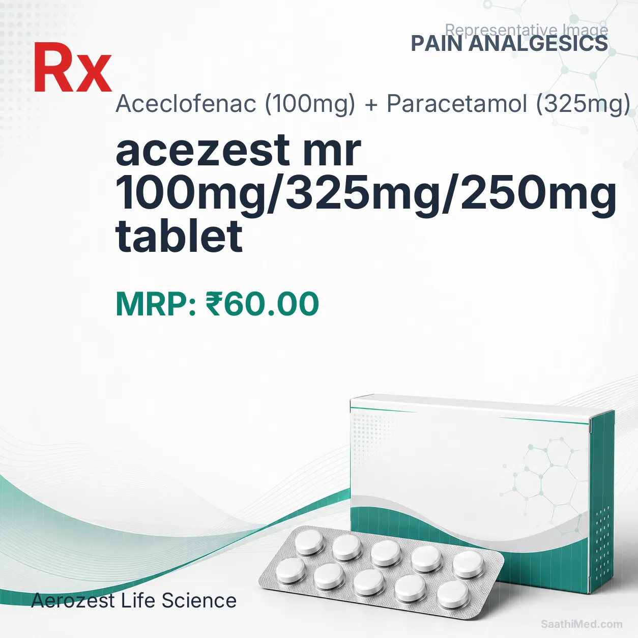 acezest mr 100mg/325mg/250mg tablet Allopathy (Aceclofenac (100mg)) - Uses in Hindi, Side Effects, Substitutes & Price in India