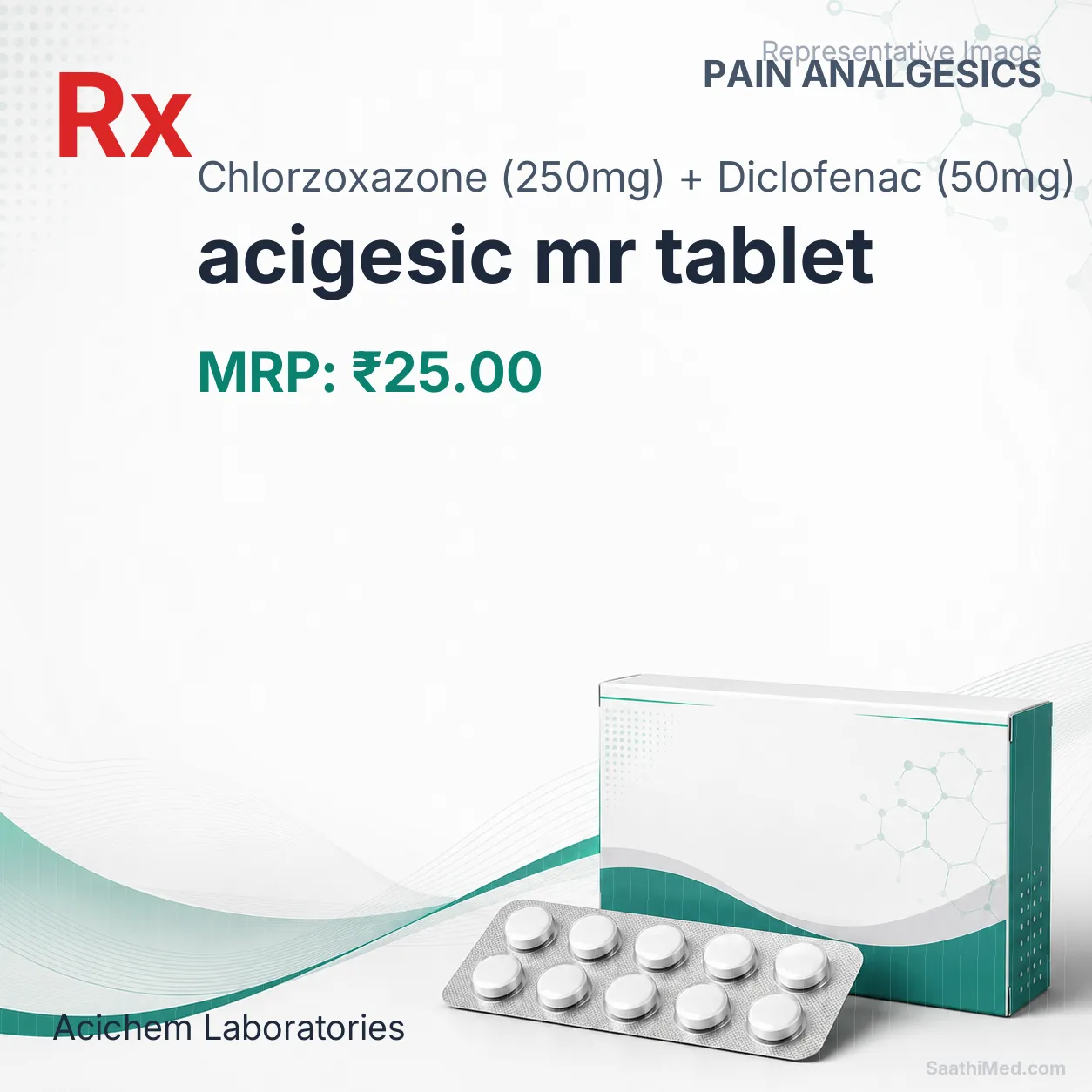 acigesic mr tablet Allopathy (Chlorzoxazone (250mg)) - Uses in Hindi, Side Effects, Substitutes & Price in India