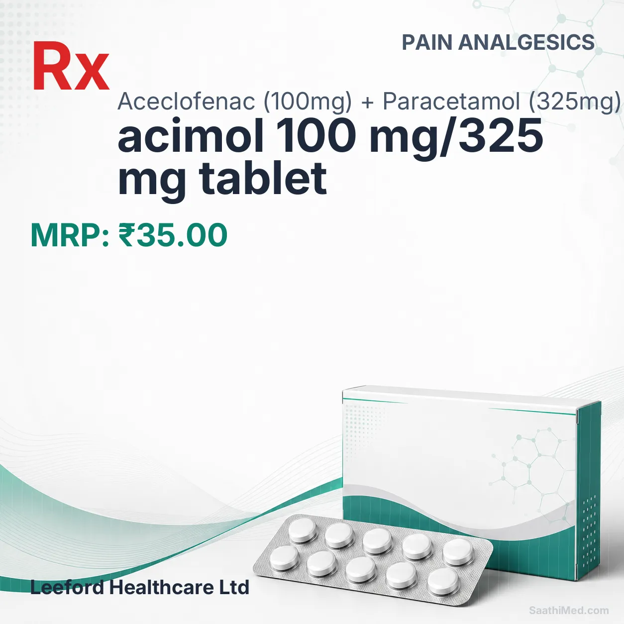 acimol 100 mg/325 mg tablet Allopathy (Aceclofenac (100mg)) - Uses in Hindi, Side Effects, Substitutes & Price in India