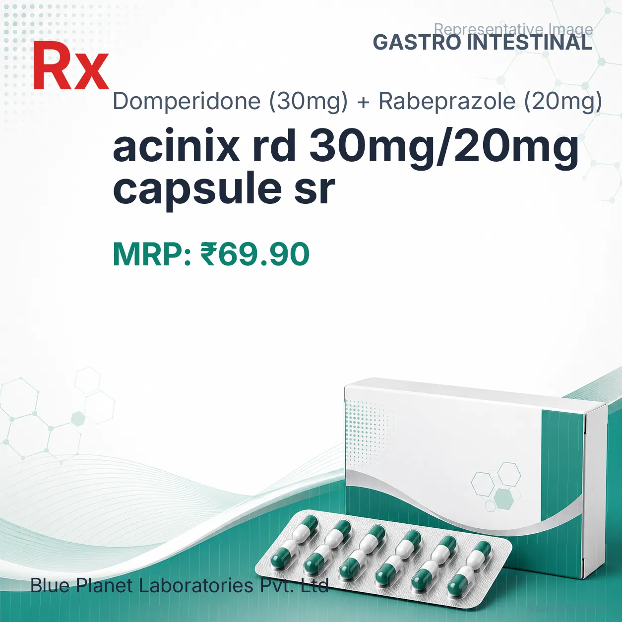 acinix rd 30mg/20mg capsule sr Allopathy (Domperidone (30mg)) - Uses in Hindi, Side Effects, Substitutes & Price in India